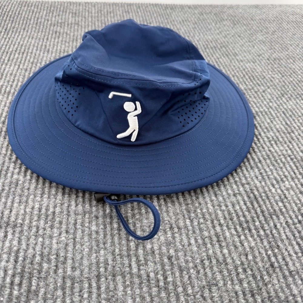 Bogey Bros Golf Co Mens Navy Blue Bucket Sun Hat L/XL Adjustable Chin Strap
